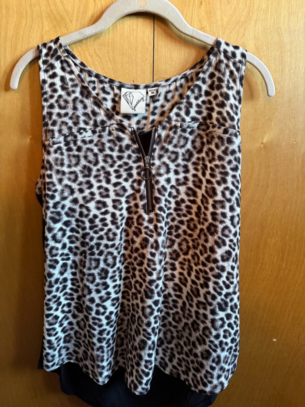 Diamond Supply Co. Leopard Zip-Front Sleeveless Tank in Black & White